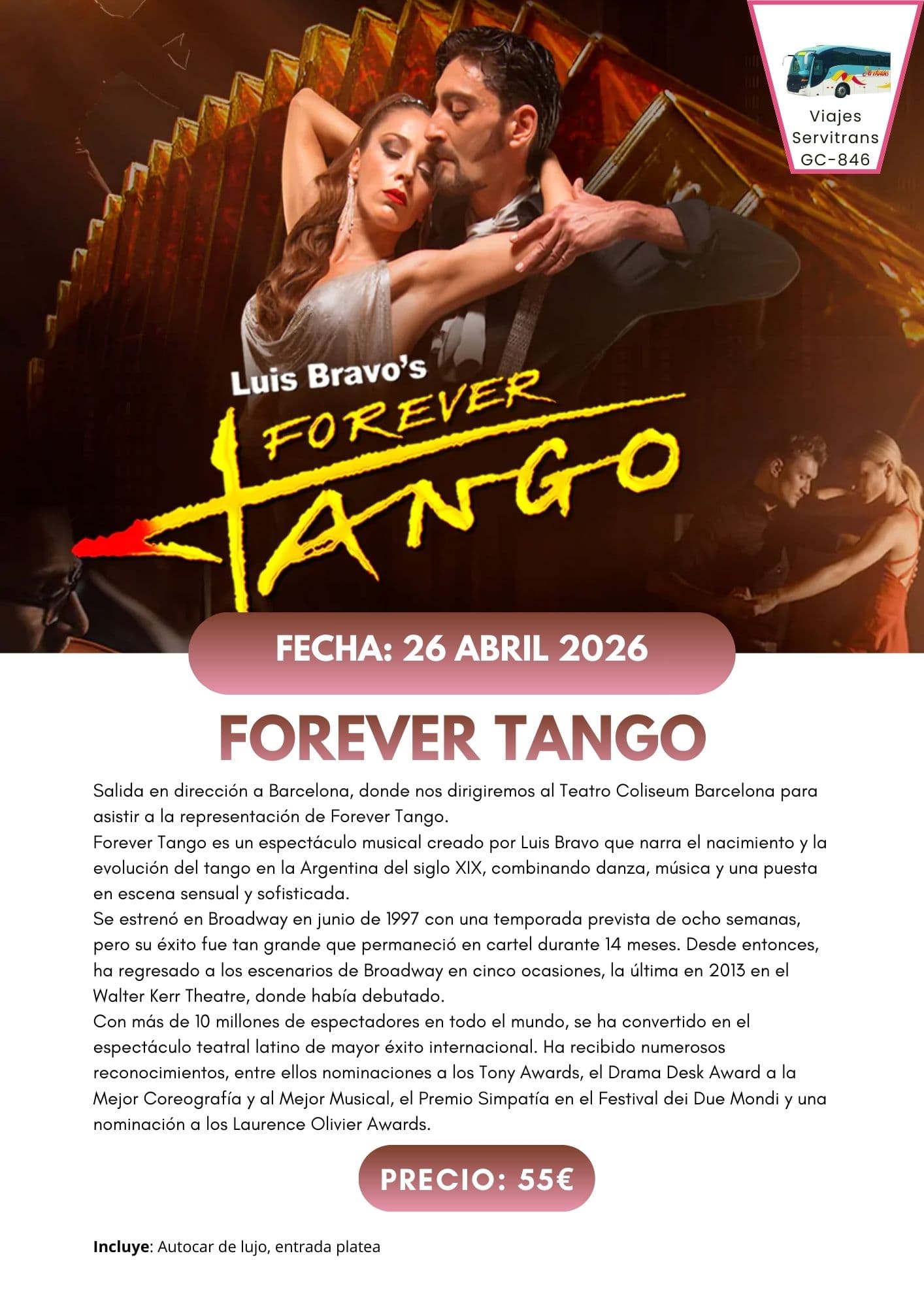 Portada de la excursión Obra de teatro Forever Tango